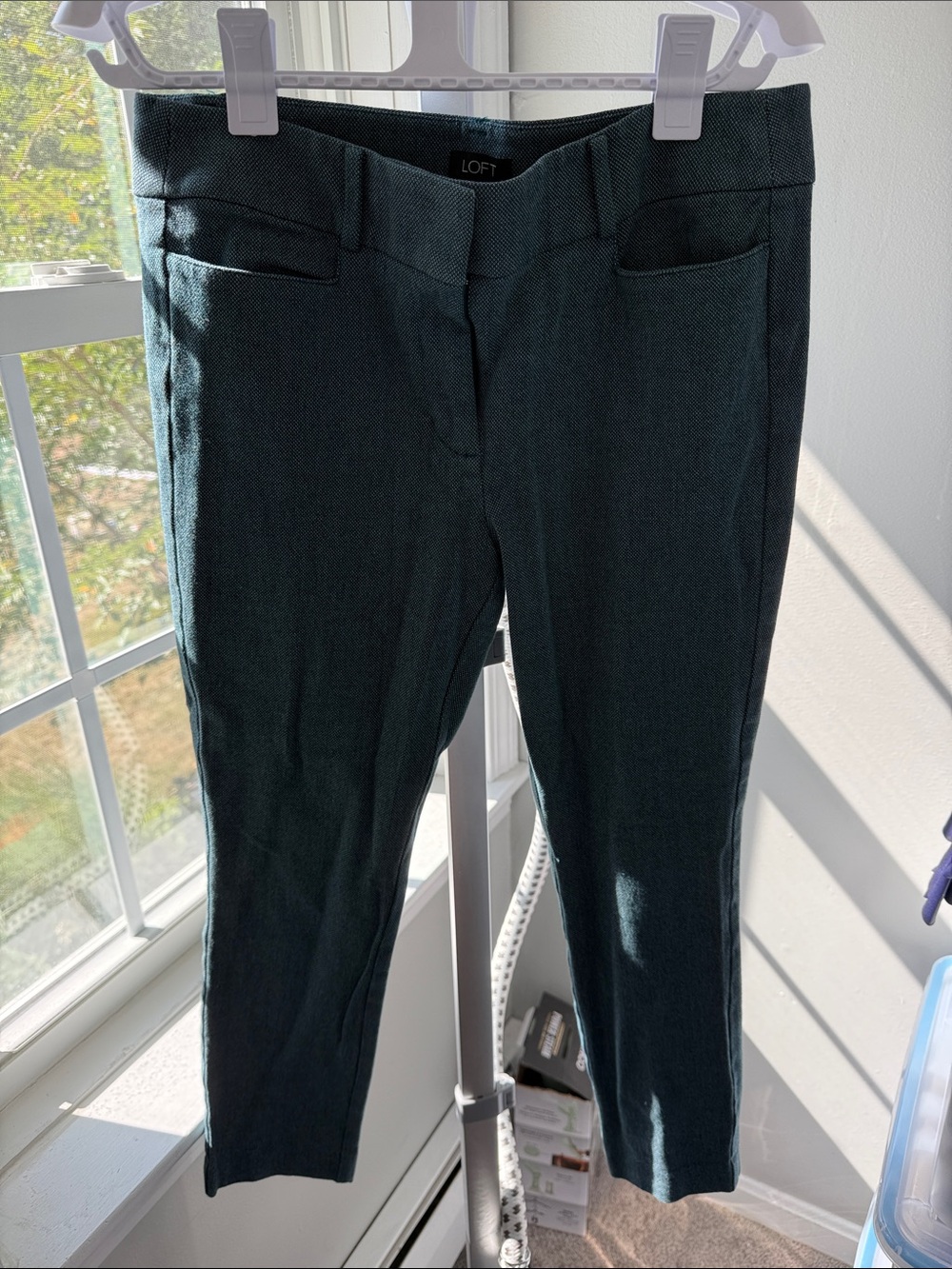 LOFT Teal Green Cropped Slim Ankle Pants